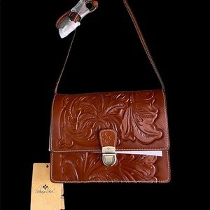 PATRICIA NASH CROSSBODY BAG TAN TOOLED
